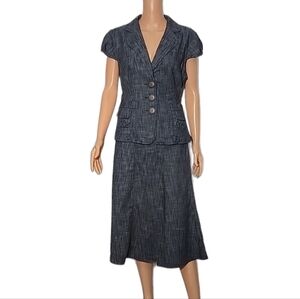 D.F.A New York‎ Women's Skirt Jacket Set Denim Dark Gray  Size L